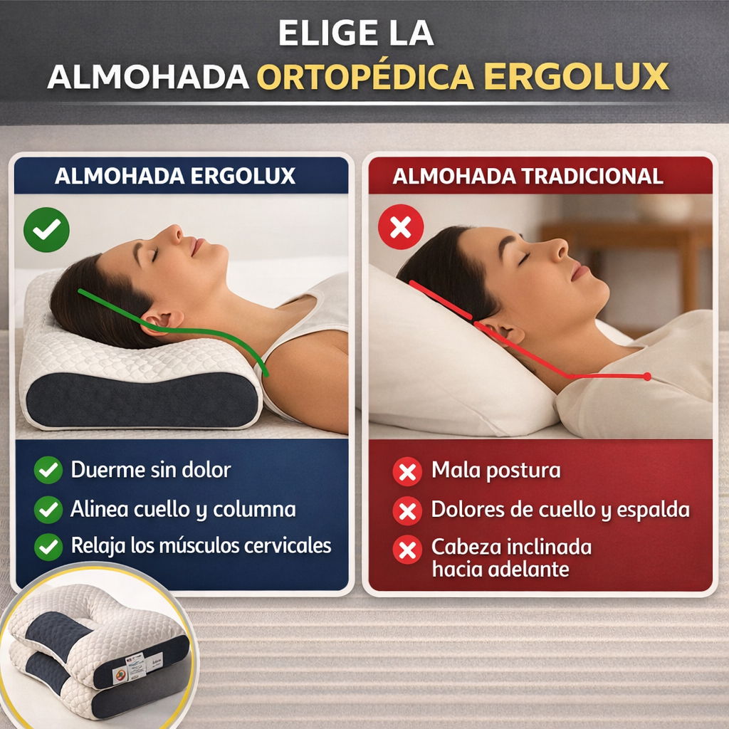 Ergolux - Almohada Ergonómica para Aliviar Tensión Cervical y Dormir Mejor