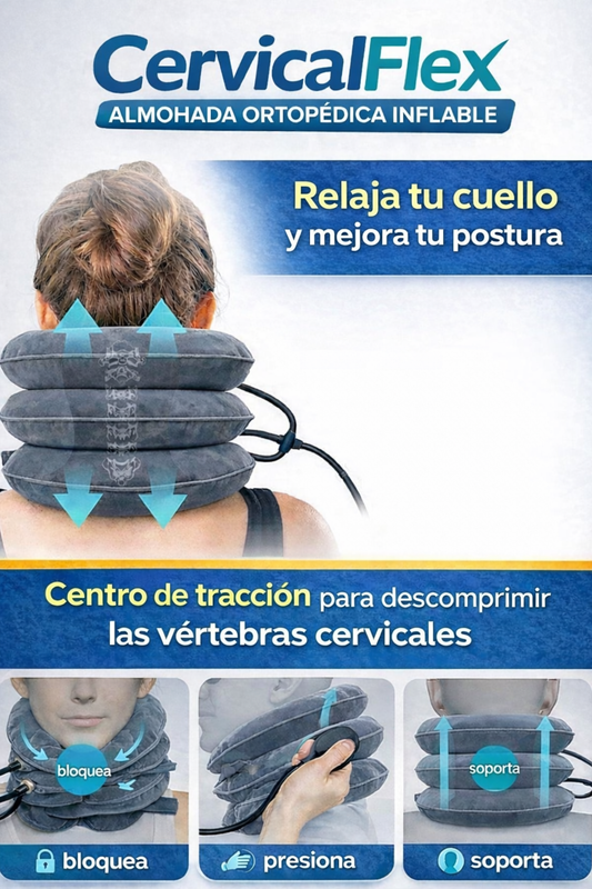 CervicalFlex Almohada Ortopédica Inflable - Elimina tu Dolor de Cuello y Espalda Hoy