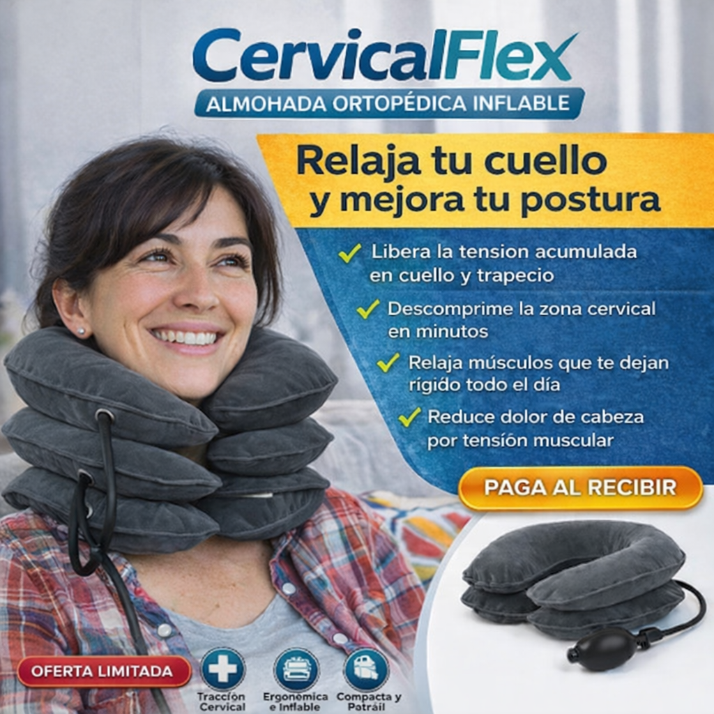 CervicalFlex Almohada Ortopédica Inflable - Elimina tu Dolor de Cuello y Espalda Hoy