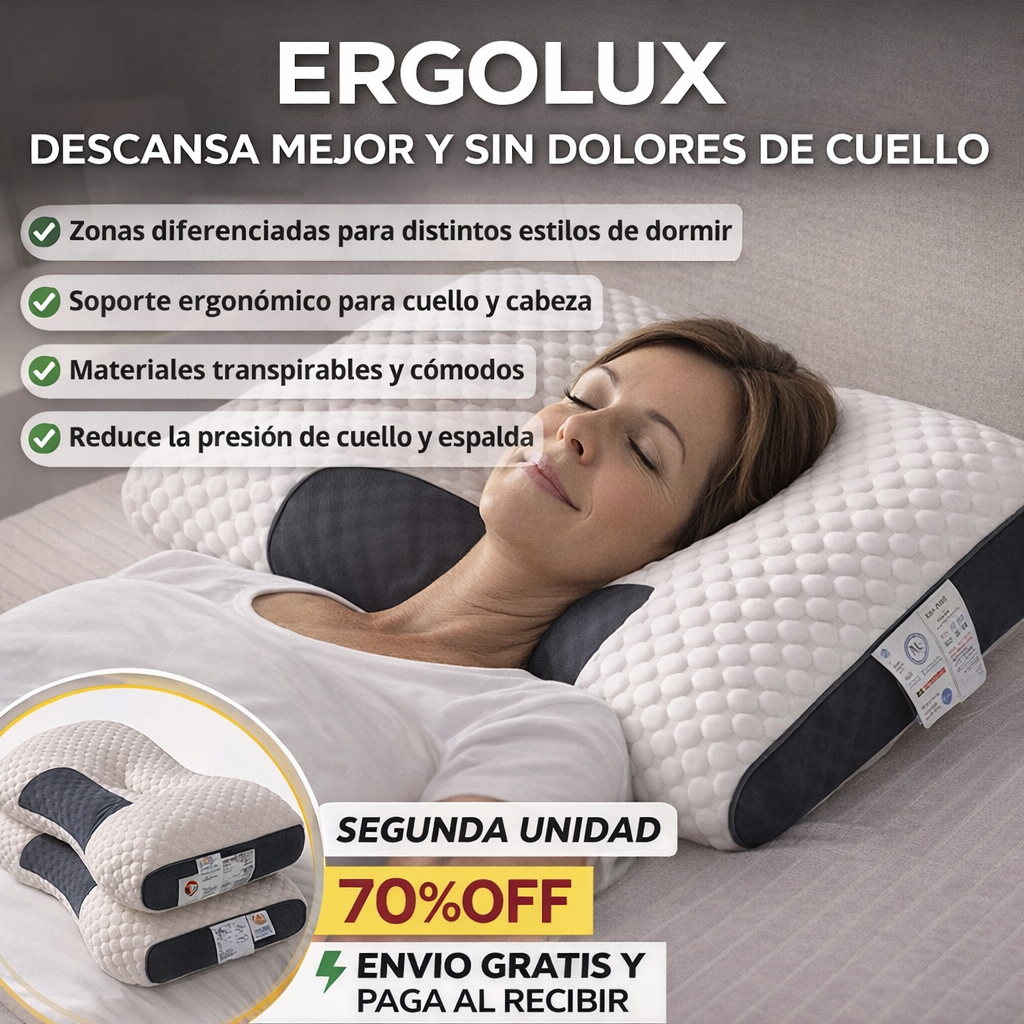 Ergolux - Almohada Ergonómica para Aliviar Tensión Cervical y Dormir Mejor