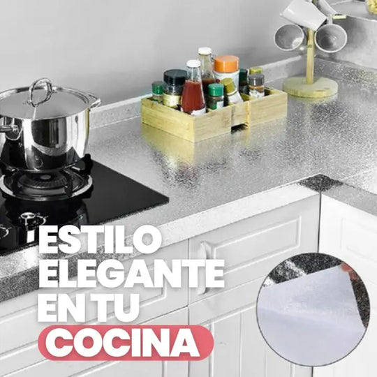 AluCover - Cocina Sin Grasa y Fácil de Limpiar - Papel Aluminio Autoadhesivo