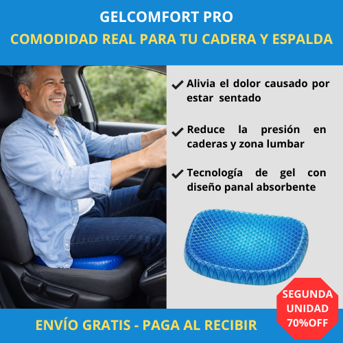 GelComfort Pro – Cojín de Gel Ergonómico Alivia Cadera, Ciática y Coxis