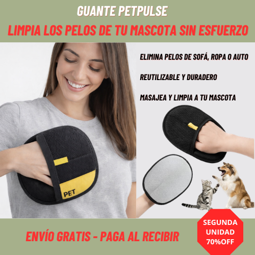 PetPulse - Guante electrostático que atrapa pelos en sofá, ropa y auto